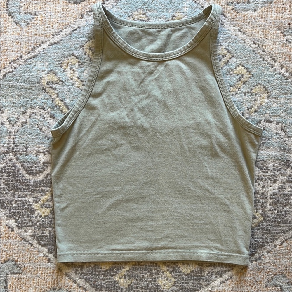 Women's Olive Green Tank Top - Sleeveless Crop